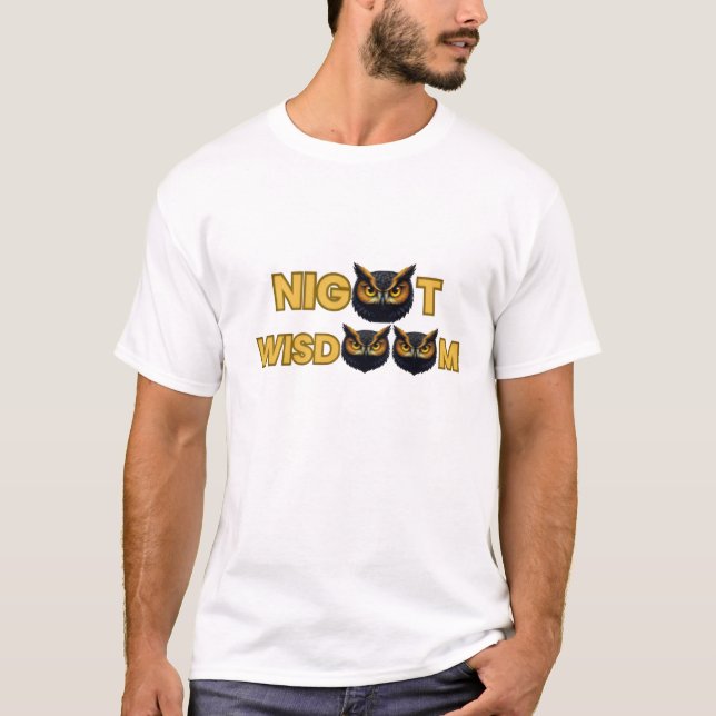 Camiseta T-Shirt“Golden Owl Icon – Minimal Night Wisdom  (Anverso)