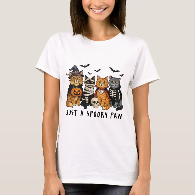 Camiseta T-shirt Halloween, Just a Spooky paw (Anverso)