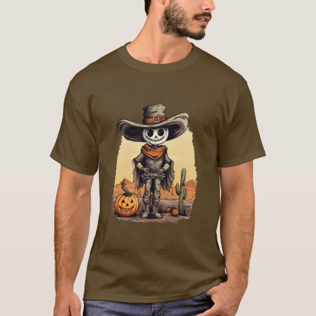 Camiseta T-shirt Halloween Skeleton Citrouille (Anverso)