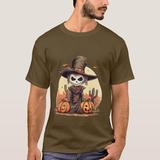 Camiseta T-shirt Halloween Skeleton Citrouille (Anverso)