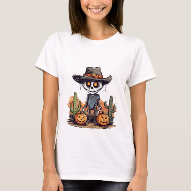 Camiseta T-shirt Halloween Skeleton Citrouille (Anverso)