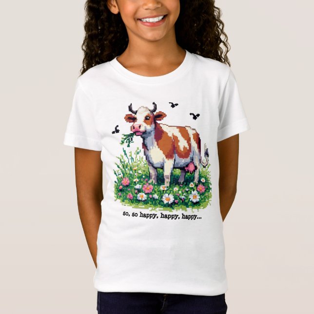 Camiseta T-Shirt "Happy Cow" Pixel-Art (Anverso)
