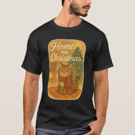 Camiseta T-Shirt Home for Christmas (Cat in Scarf)