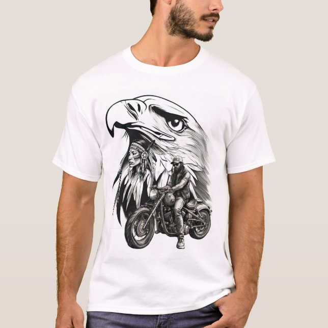 Camiseta T-shirt imprimé thème Biker et spirit amérindienne (Anverso)