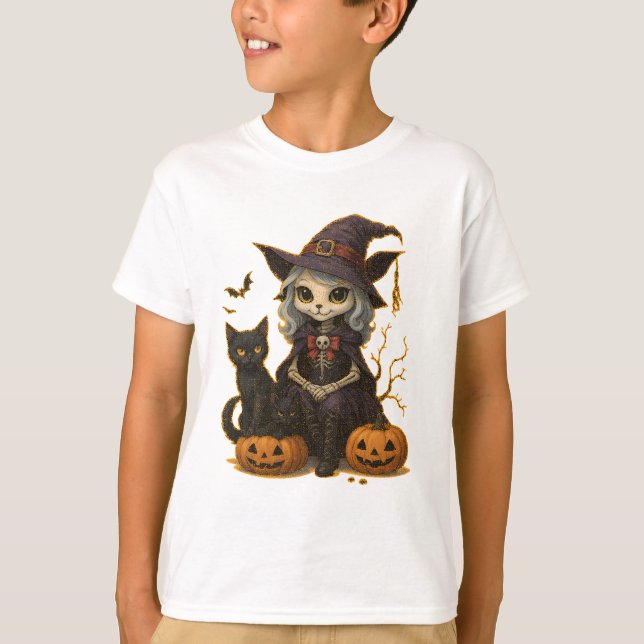 Camiseta (T-shirt) Infantil Bruxa dos Gatos (Anverso)
