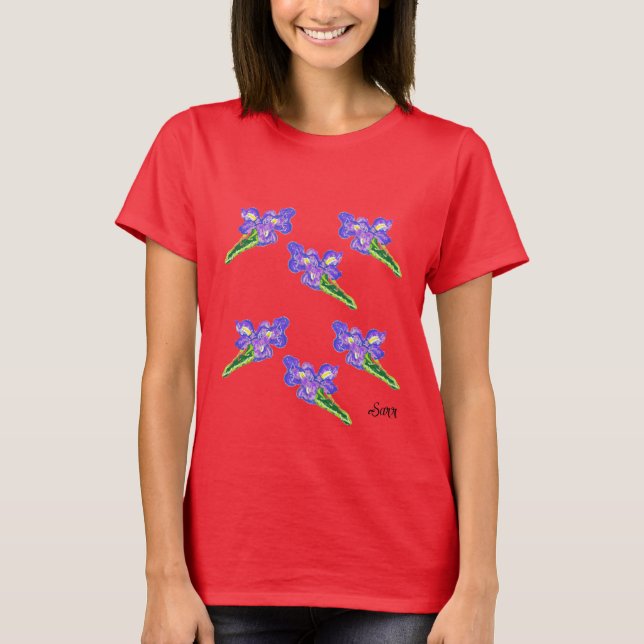 Camiseta T-shirt : Iris Flowers (Anverso)