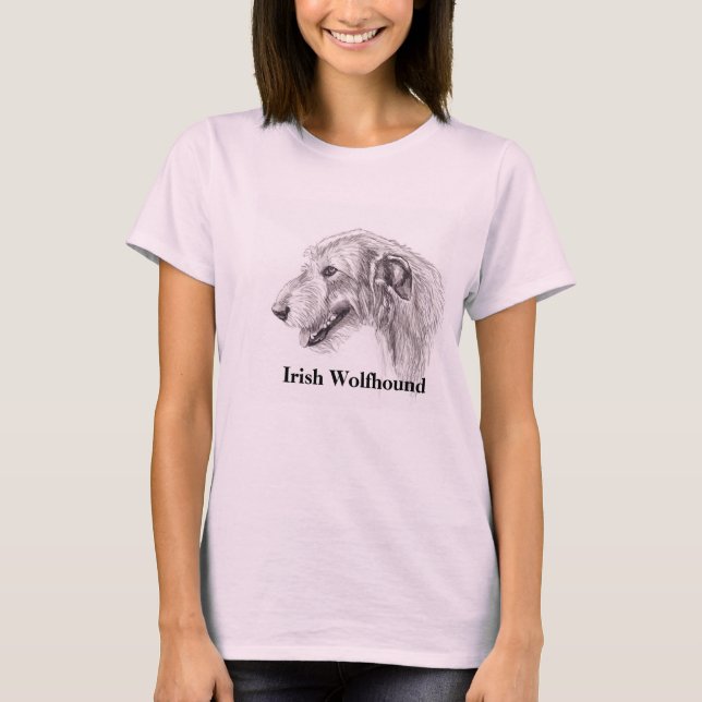 Camiseta T-Shirt irlandés Wolfhound Dog Art (Anverso)