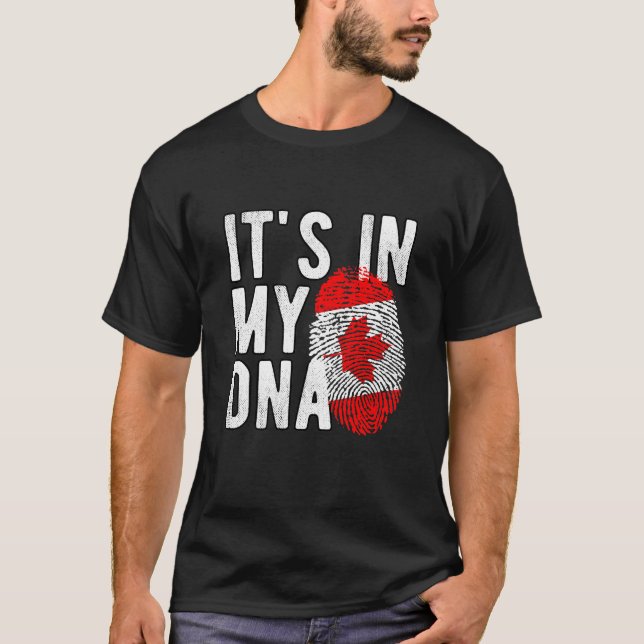 Camiseta T-shirt It's in my DNA canada Flag Fingerprints (Anverso)
