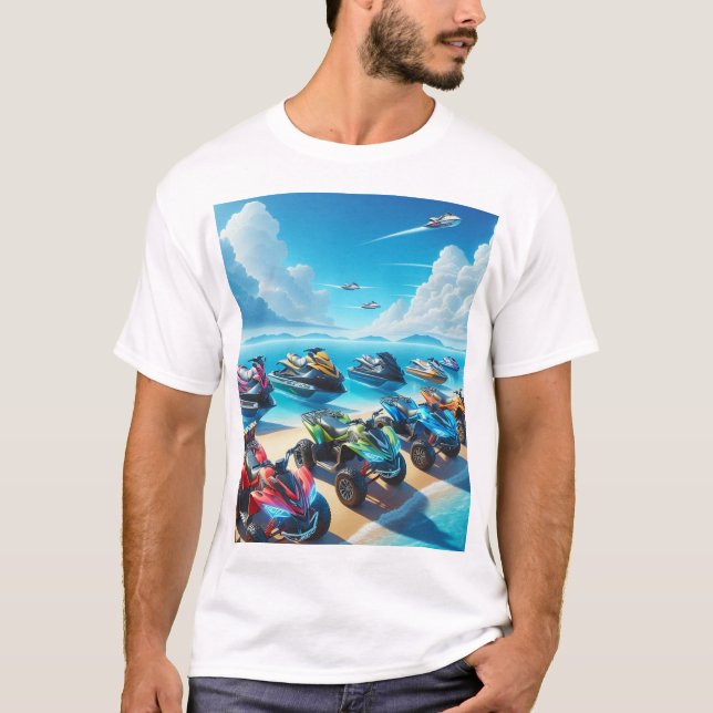 Camiseta T-Shirt  Jet Skis Waver Runners, and ATVs Beach (Anverso)