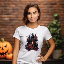 Camiseta T-shirt Maison Hantée & Citrouilles Halloween