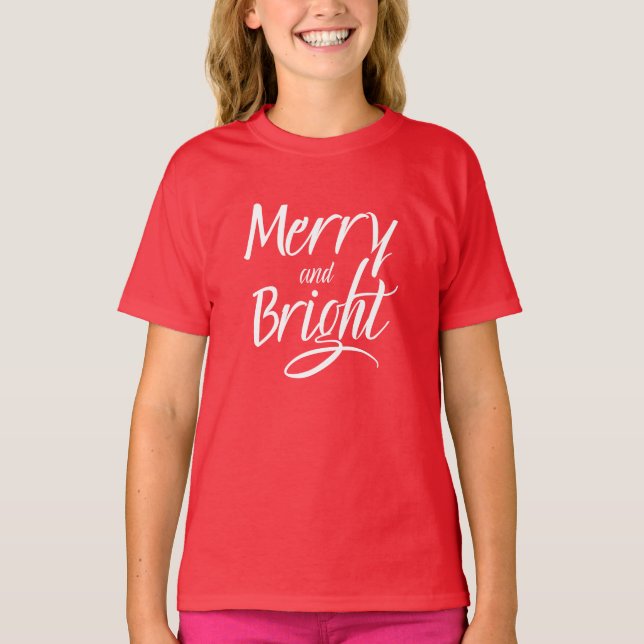 Camiseta T-Shirt : Merry and Bright (deep red) (Anverso)