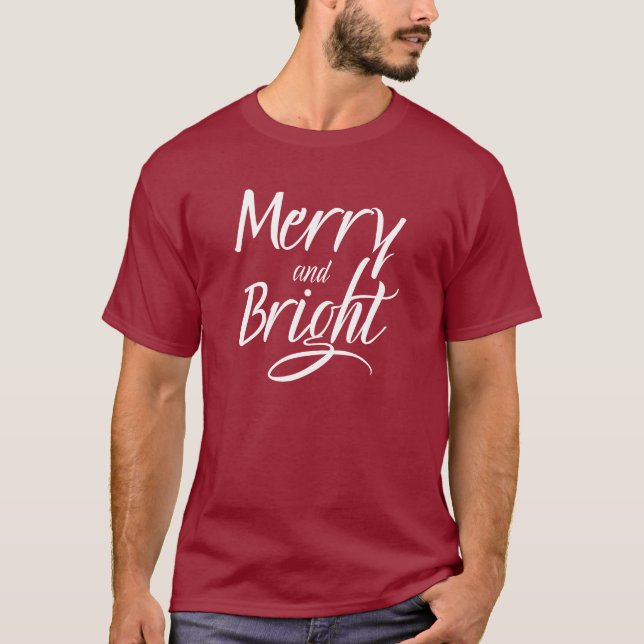 Camiseta T-Shirt : Merry and Bright (red maroon) (Anverso)