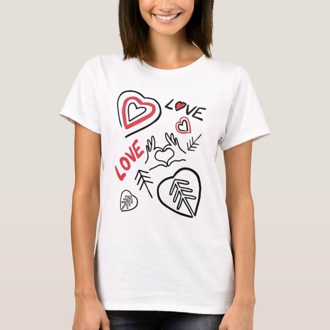 Camiseta T-shirt motifs cœurs et love (Anverso)