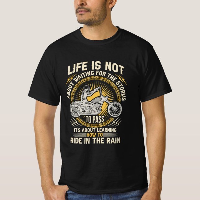 Camiseta T-Shirt Moto, How to Ride in the Rain, Biker  (Anverso)