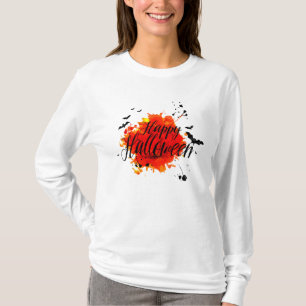 Camiseta T - shirt Mujer Blanco Mangas Largas Halloween