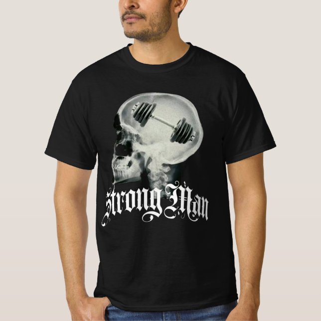 Camiseta T-shirt noir Strong man (Anverso)