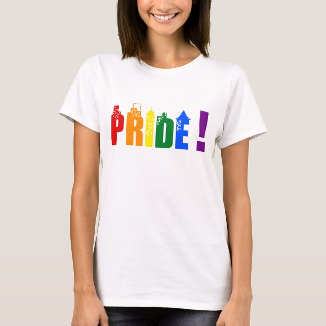 Camiseta T-Shirt, orgullo de la ciudad arcoiris LGBT (Anverso)