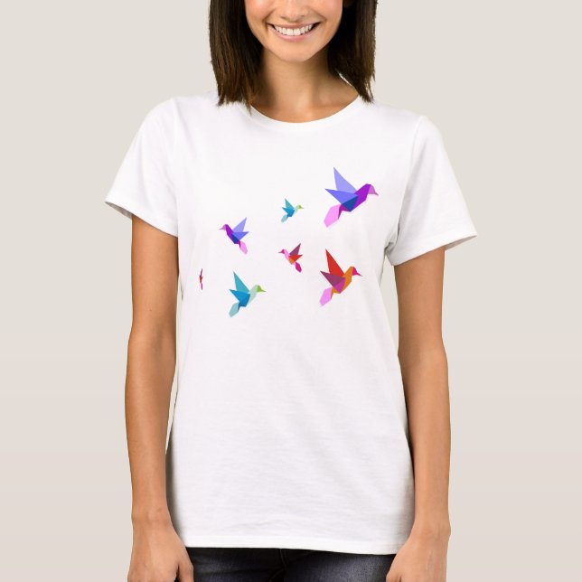 Camiseta T-shirt origami hummingbirds (Anverso)