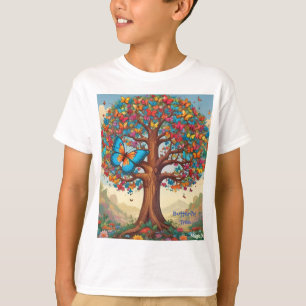Camiseta T-Shirt para niños de árbol de mariposa de IA