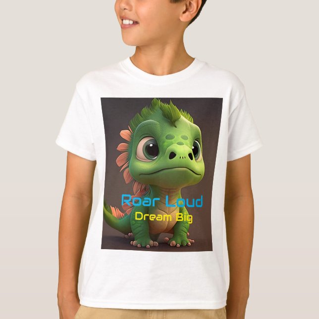 CAMISETA T-SHIRT PARA NIÑOS, DISEÑO DE DINO (Anverso)