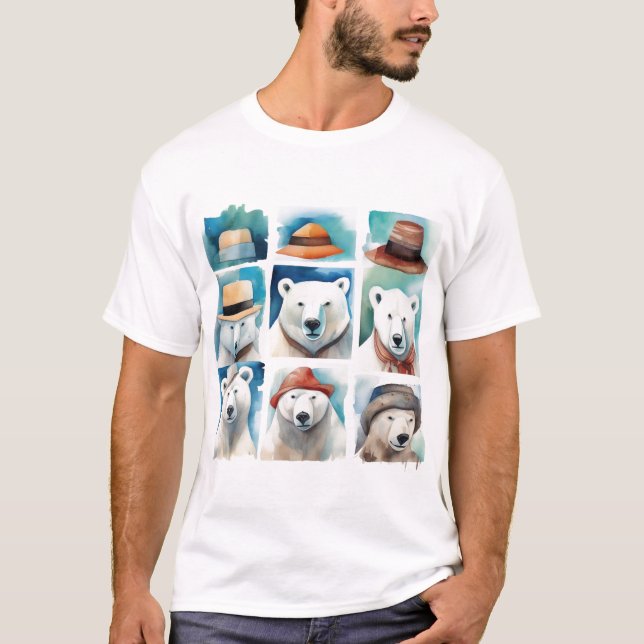 Camiseta T-shirt pour hommes - Ours Polaires en chapeaux (Anverso)