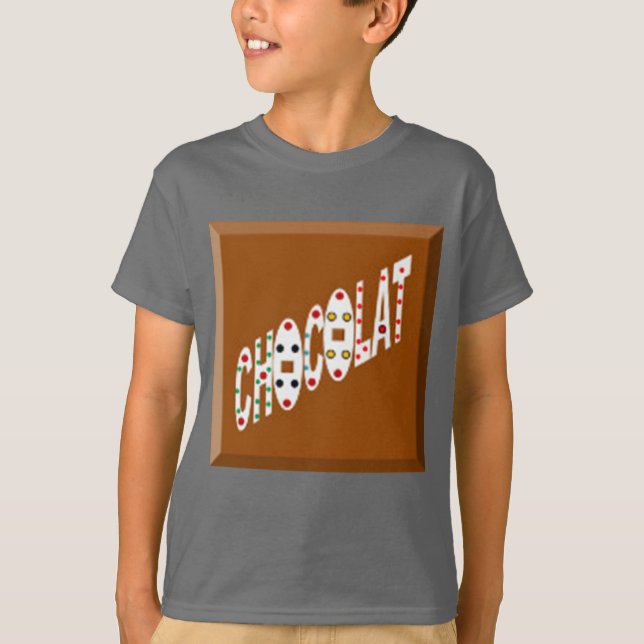 Camiseta T-shirt raglán blanco/rojo CHOCOLATE CARAMELOS (Anverso)