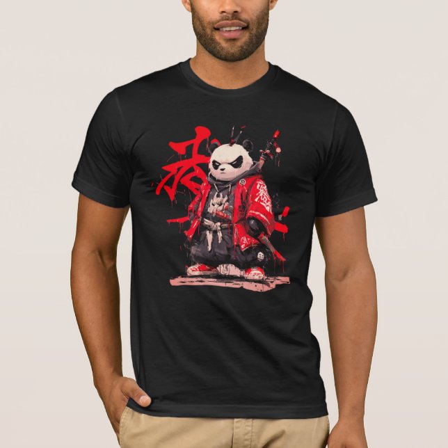 Camiseta T-Shirt Samurai panda. (Anverso)