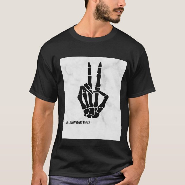 CAMISETA T-SHIRT SKELETON PAZ MANO (Anverso)