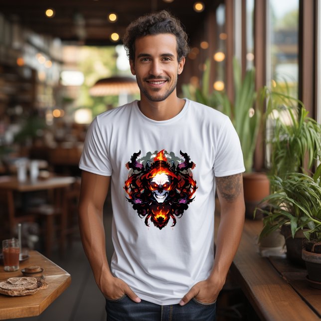 Camiseta T-shirt tête de mort flamboyante, crane en feu,   (Subido por el creador)