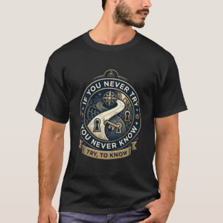 Camiseta T-Shirt Try to Know: Vintage Golden Badge Design