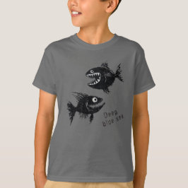 Camiseta T-shirt Two scary fish, tattoo style, personalized