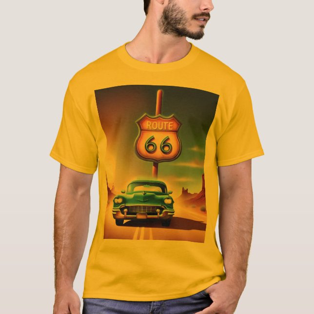 Camiseta T-shirt unisexe, couleur, imprimé ROUTE 66 (Anverso)