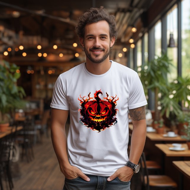 Camiseta T-shirt visage citrouille flamme, Halloween (Subido por el creador)