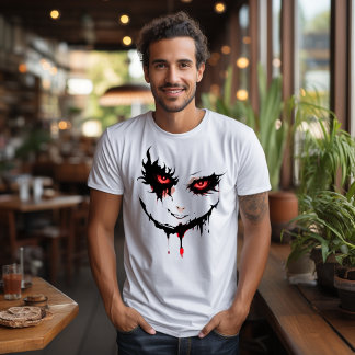 Camiseta T-shirt Visage Sombre aux Yeux Enflammés