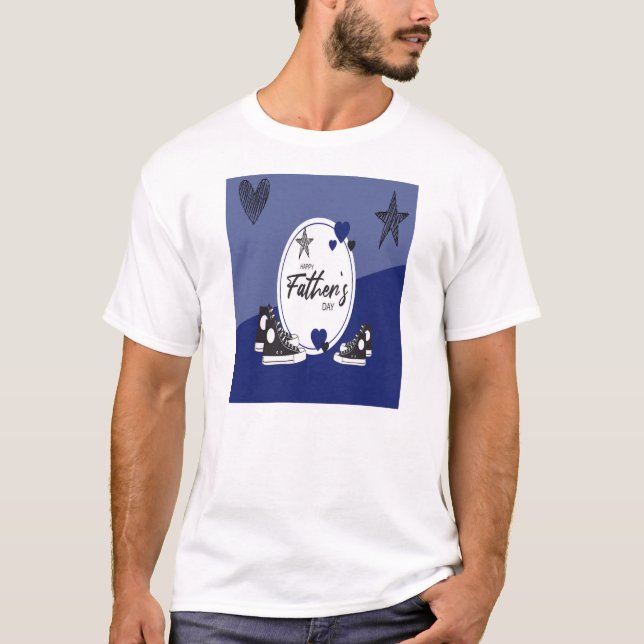 Camiseta T Shirt White Blue Dad y Kids Shods T-Shirt (Anverso)