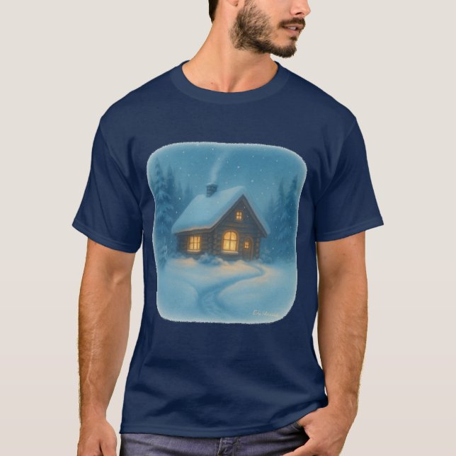 Camiseta T-Shirt Winter Cabin Scene (Anverso)