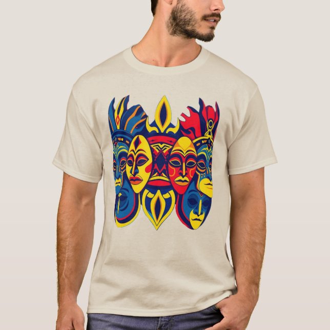 Camiseta T-SHIRT with African masks in beautiful colors (Anverso)