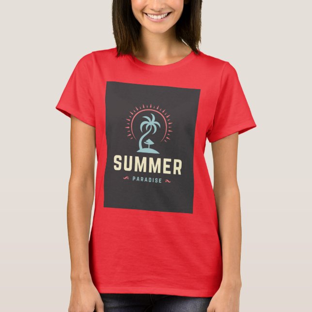 Camiseta T shirt with half sleeves Summer Paradise Design (Anverso)