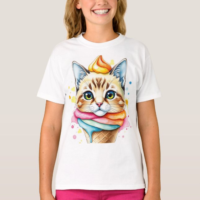 Camiseta T-shirt with ice-cream and cat (Anverso)