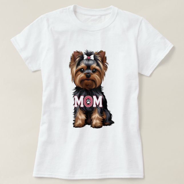 Camiseta T-Shirt Yorkie Mom (Diseño del anverso)