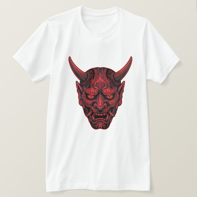 Camiseta T-ShirtJapanese Oni Mask – Traditional Mythical De (Anverso del diseño)