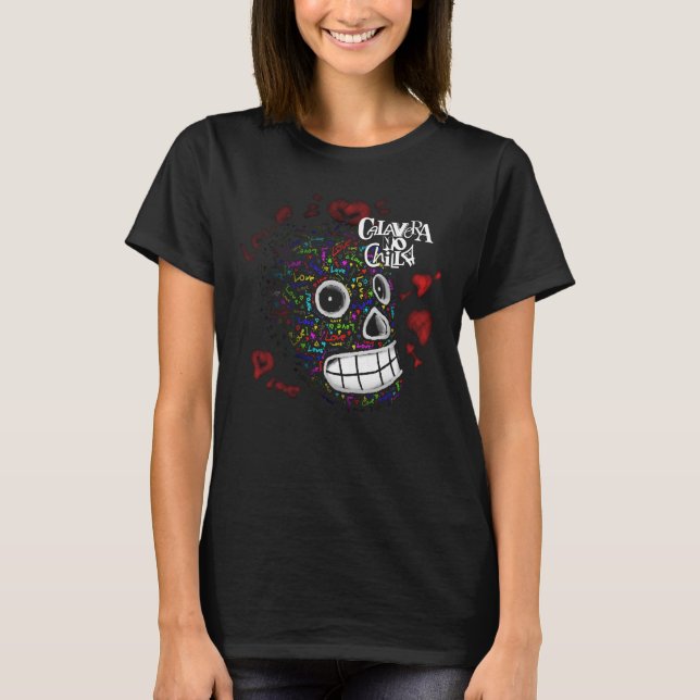 Camiseta T-shirts with Love skull drawings (Anverso)