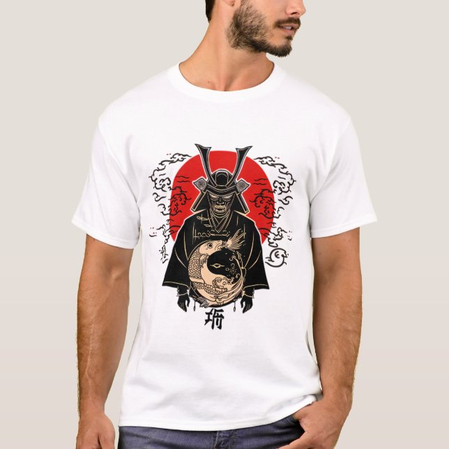 Camiseta T-ShirtSamurai and Rising Sun – Japanese Art Illus (Anverso)