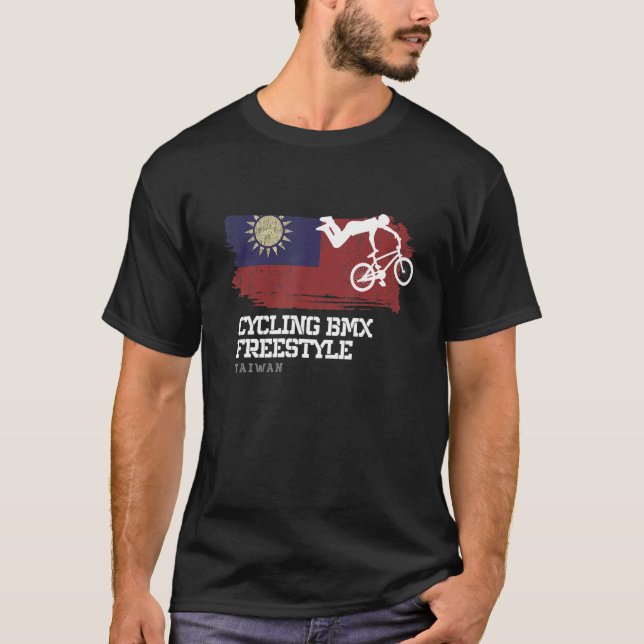 Camiseta T-ShirtWomens BMX Bike estilo libre Taiwan Flag Cy (Anverso)