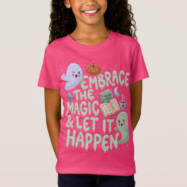 Camiseta T-ST de Halloween para niñas con fantasma (Anverso)