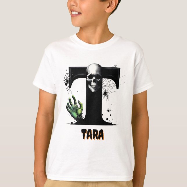 Camiseta T Truco inicial o trato de Halloween lindo (Anverso)