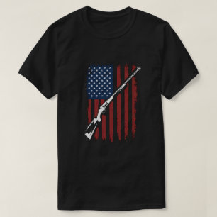 Camiseta TA104-Bandera Americana Hombres Caza de escopetas