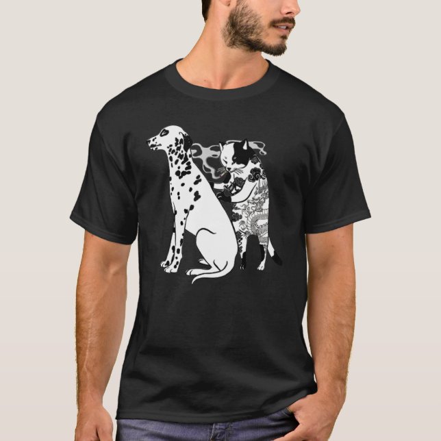 Camiseta Tabaco De Gatos Y Tatuaje De Perro Dalmático (Anverso)