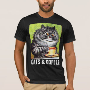 CAMISETA TABBY CAT & COFFEE ART VINTAGE T-SHIRTS TETS