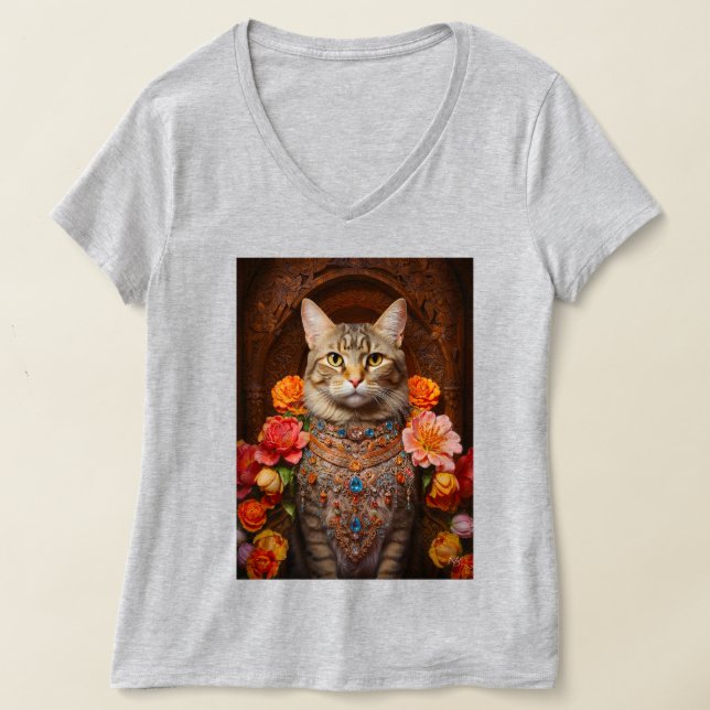 Camiseta Tabby marrón con flores y estilo victoriano (Distribución )